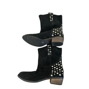 Skechers Black Suede Leather Studded Y2K Style Booties 8